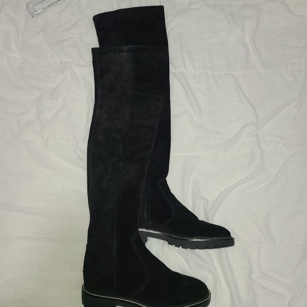 Tory Burch Black Suede Over-the-Knee Boots